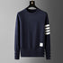 High end brand men's round neck long sleeved sweater autumn and winter new fashion striped original Korean style casual pullover